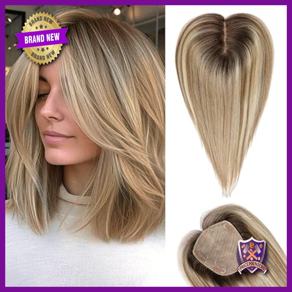 Real Human Hair Topper 5x5.5 Inch Large Coverage No Bangs Heat Resistant